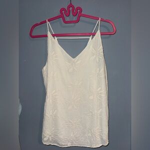 LOFT Ivory Floral Embroidered Camisole Tank Top – Size Small